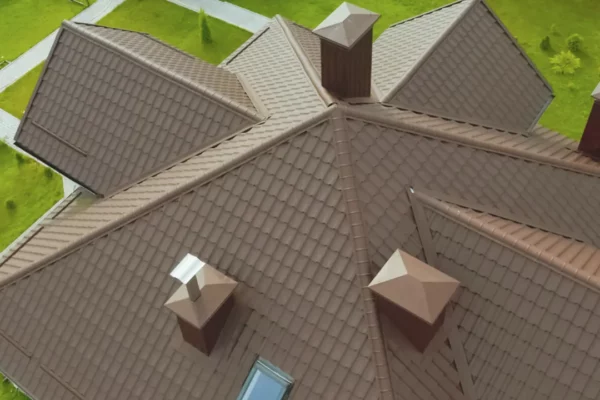 roofing-gallery-10 Top-down view of a durable and stylish metal tile roof, showcasing expert installation and superior craftsmanship for long-lasting protection and energy efficiency.
