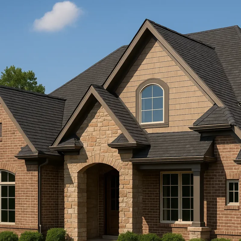 Luxury home in Carmel, Indiana showcasing high-end roof installation
