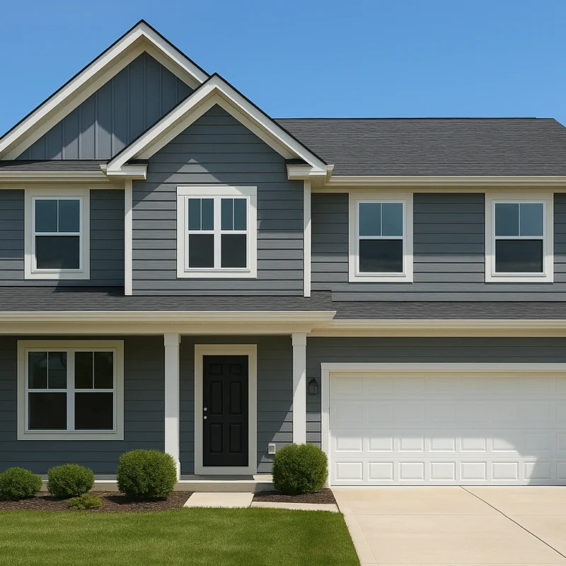 Carmel IN home featuring new blue fiber-cement siding installation