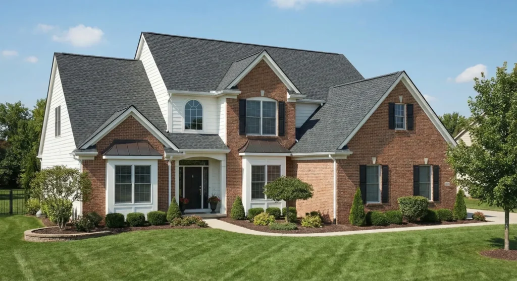 New asphalt shingle roof improving curb appeal on a Greenwood Indiana home