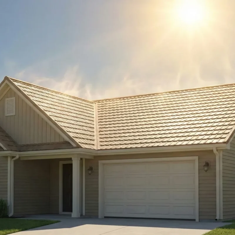 Energy efficient stone coated steel roof reflecting sunlight on an Indiana home