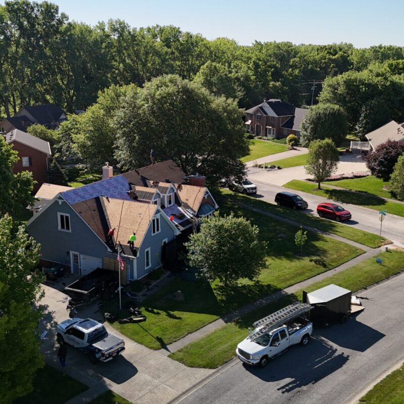 Raptor Roofing roof replacement in progress on a Central Indiana home