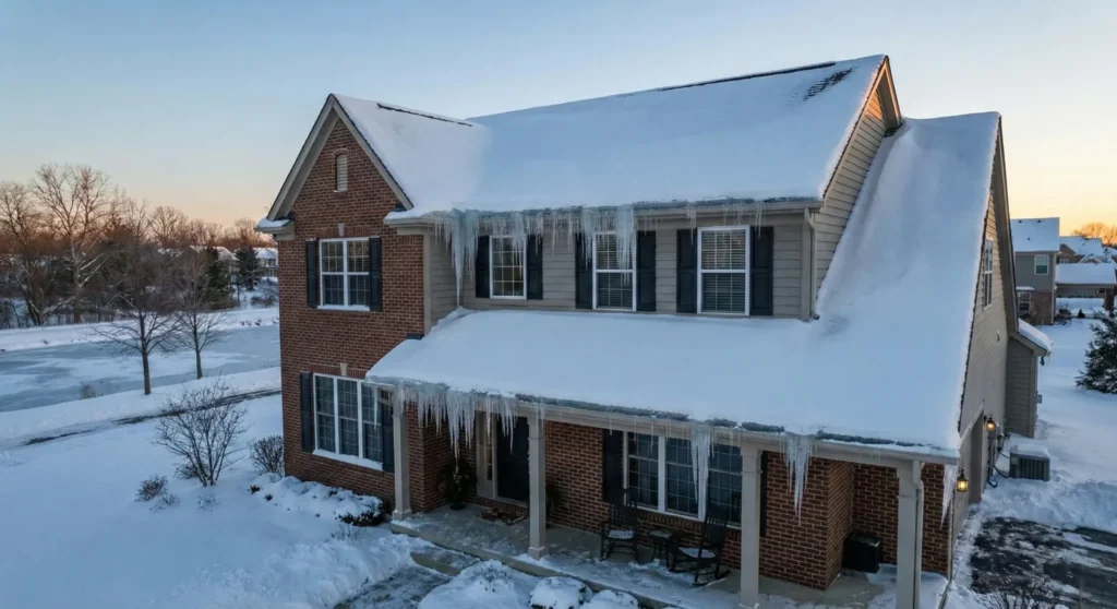 New architectural shingle roof replacement on a Carmel Indiana home after storm damage