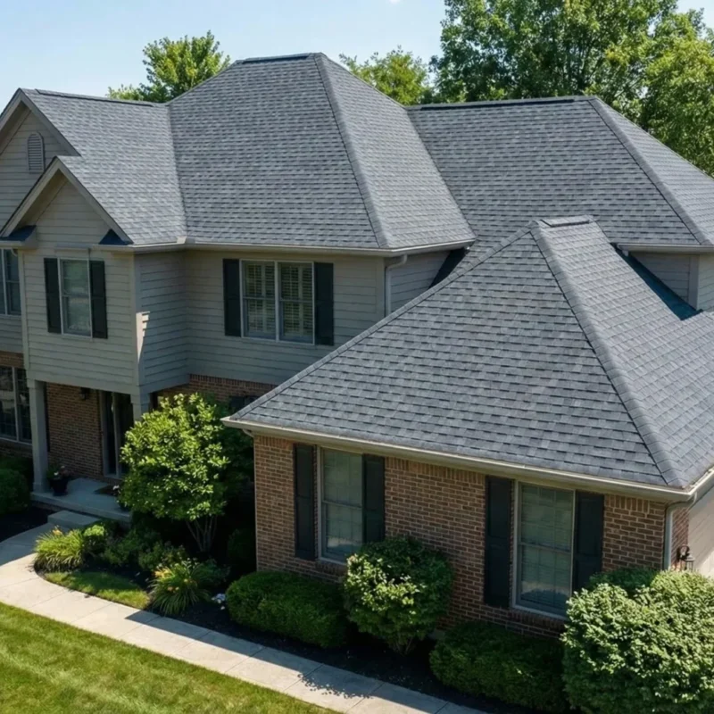 Architectural asphalt shingle roof installation on a Carmel Indiana residential home