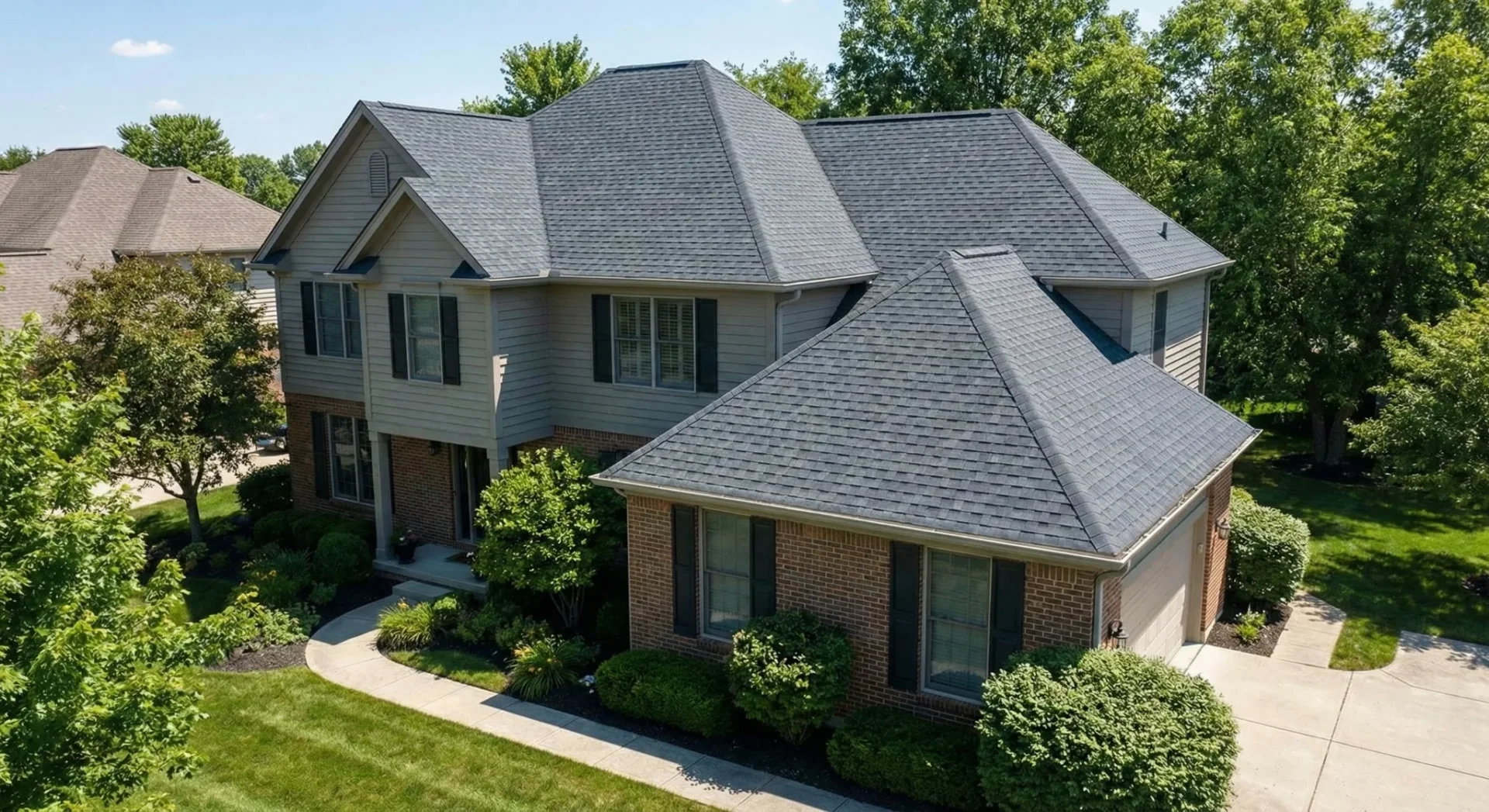 Architectural asphalt shingle roof installation on a Carmel Indiana residential home