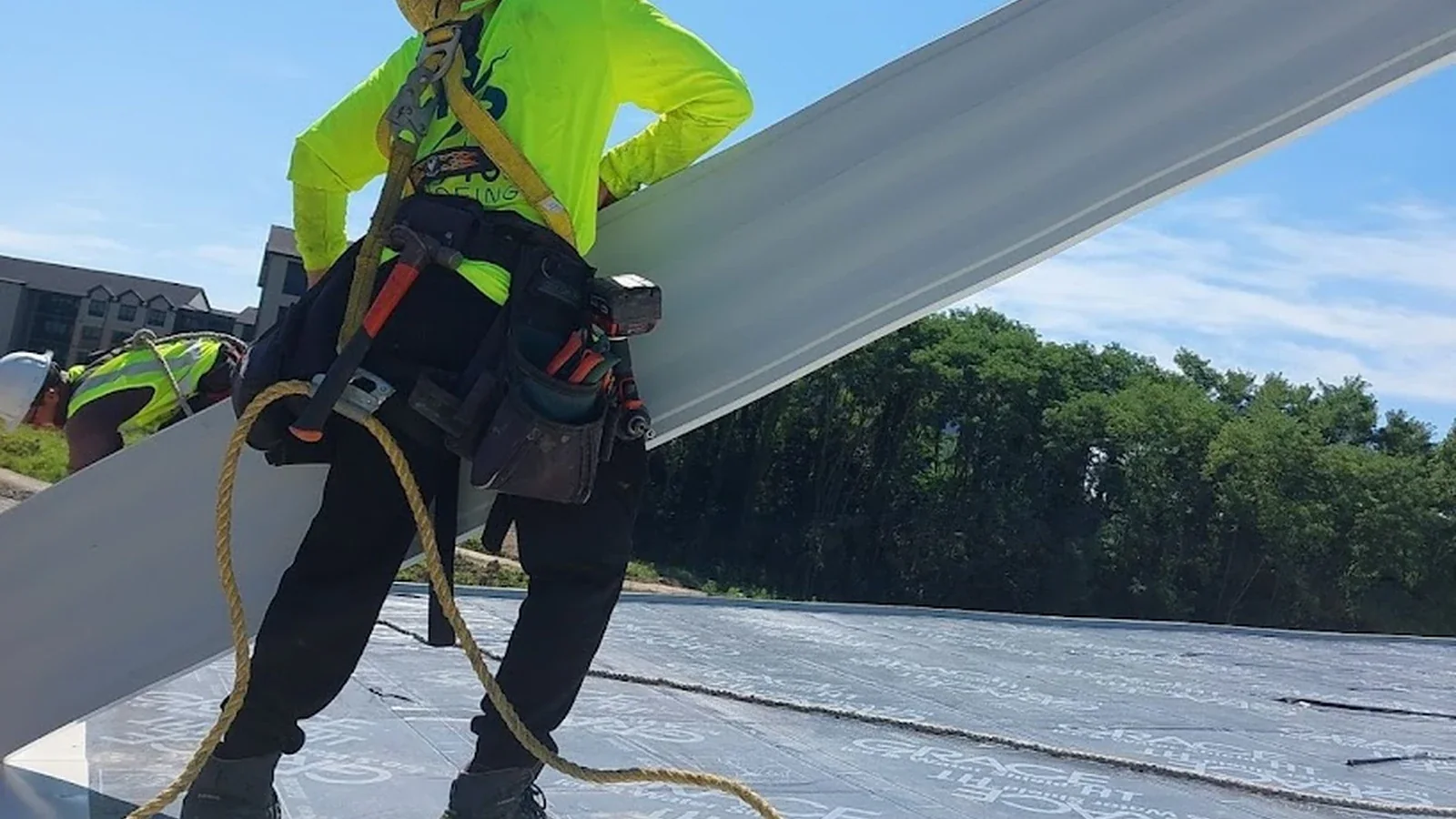 Standing seam metal roof profile on a Midwest commercial or specialty property