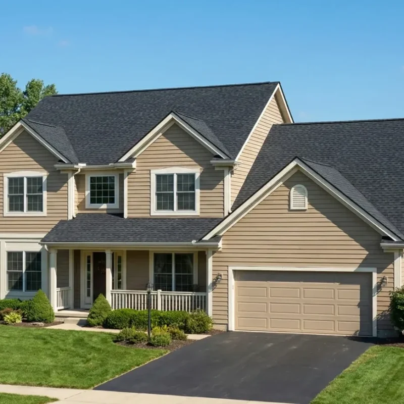 Asphalt shingle roof on a brick home similar to Central Indiana neighborhoods