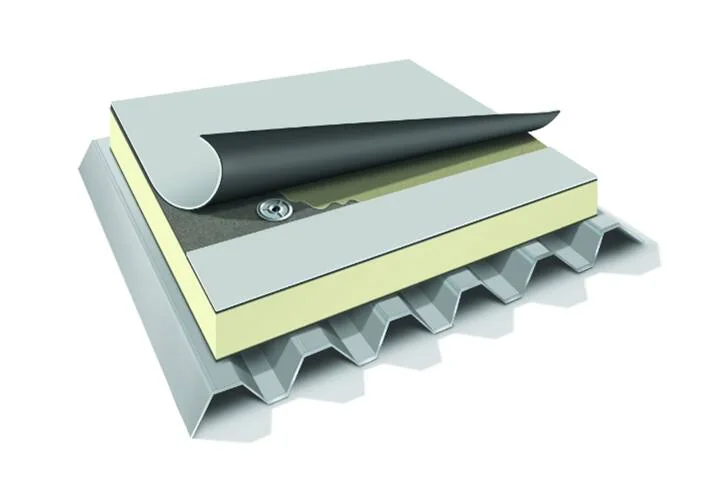PVC commercial roof assembly detail for a fully adhered low slope system