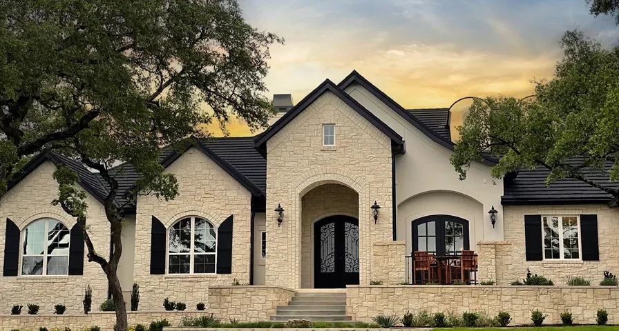 Stone coated steel shake roof on a Midwest style residential home
