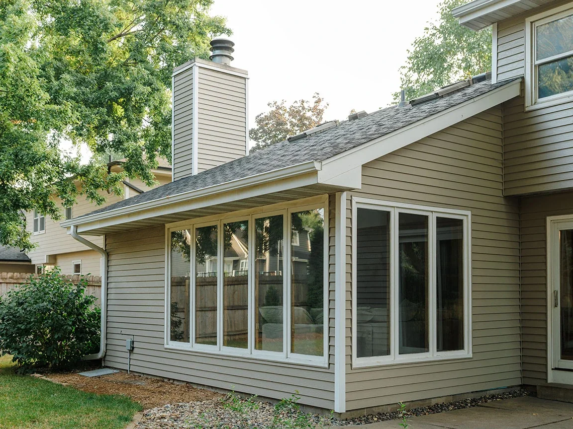 Bright window area used for plants in an Indiana home addition