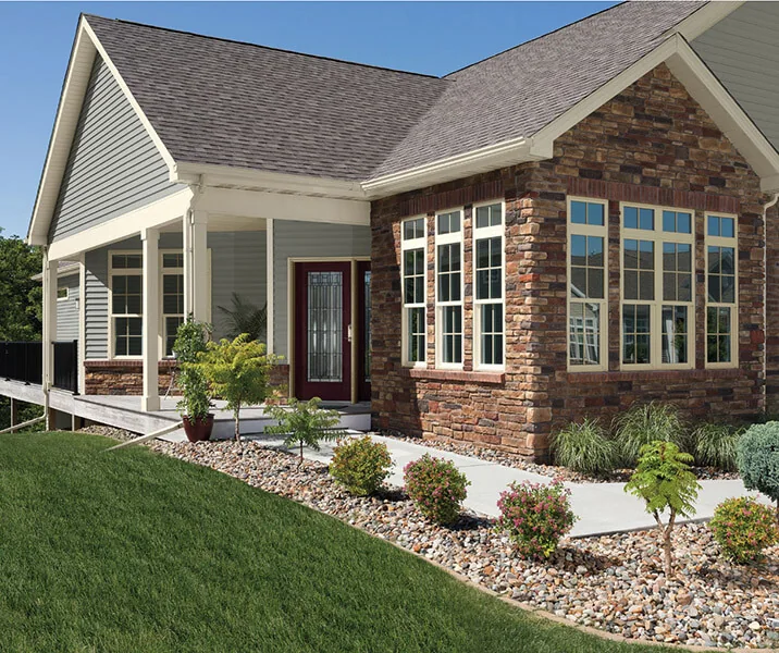 Tan vinyl window frame option for Central Indiana exterior color planning