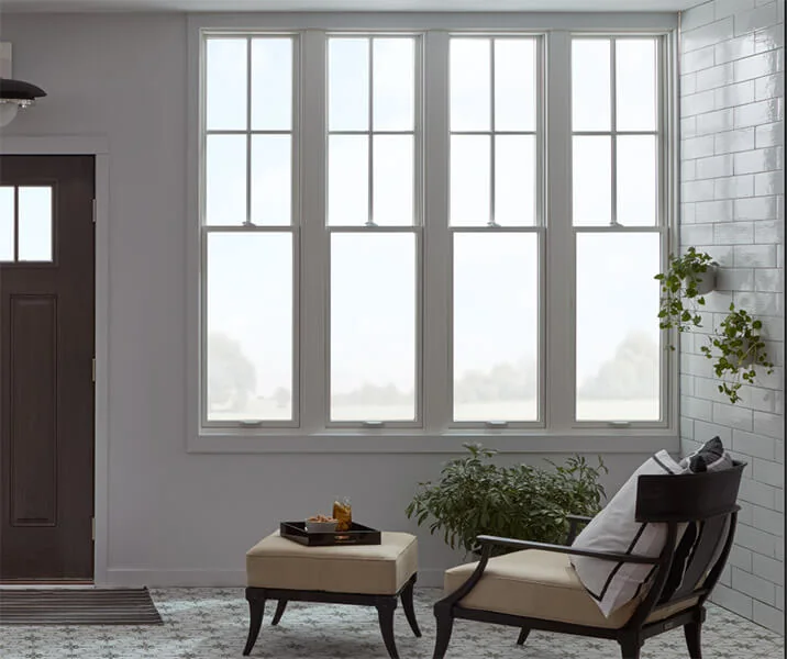 Three-wide single-hung window group for a Central Indiana home exterior