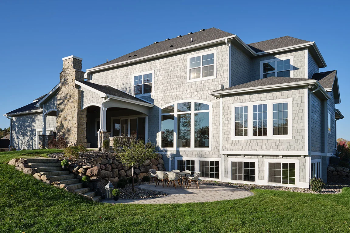 Walkout basement windows on an Indiana home exterior