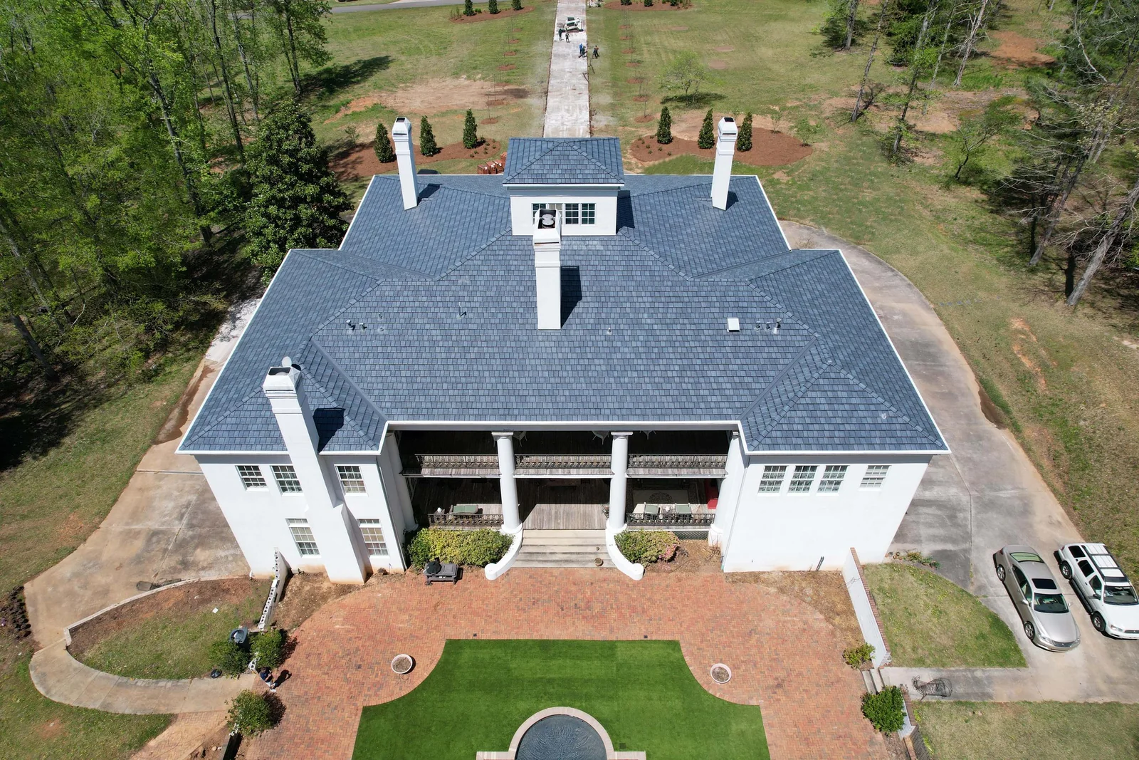 Aerial view of a home with an EDCO ArrowLine steel roof