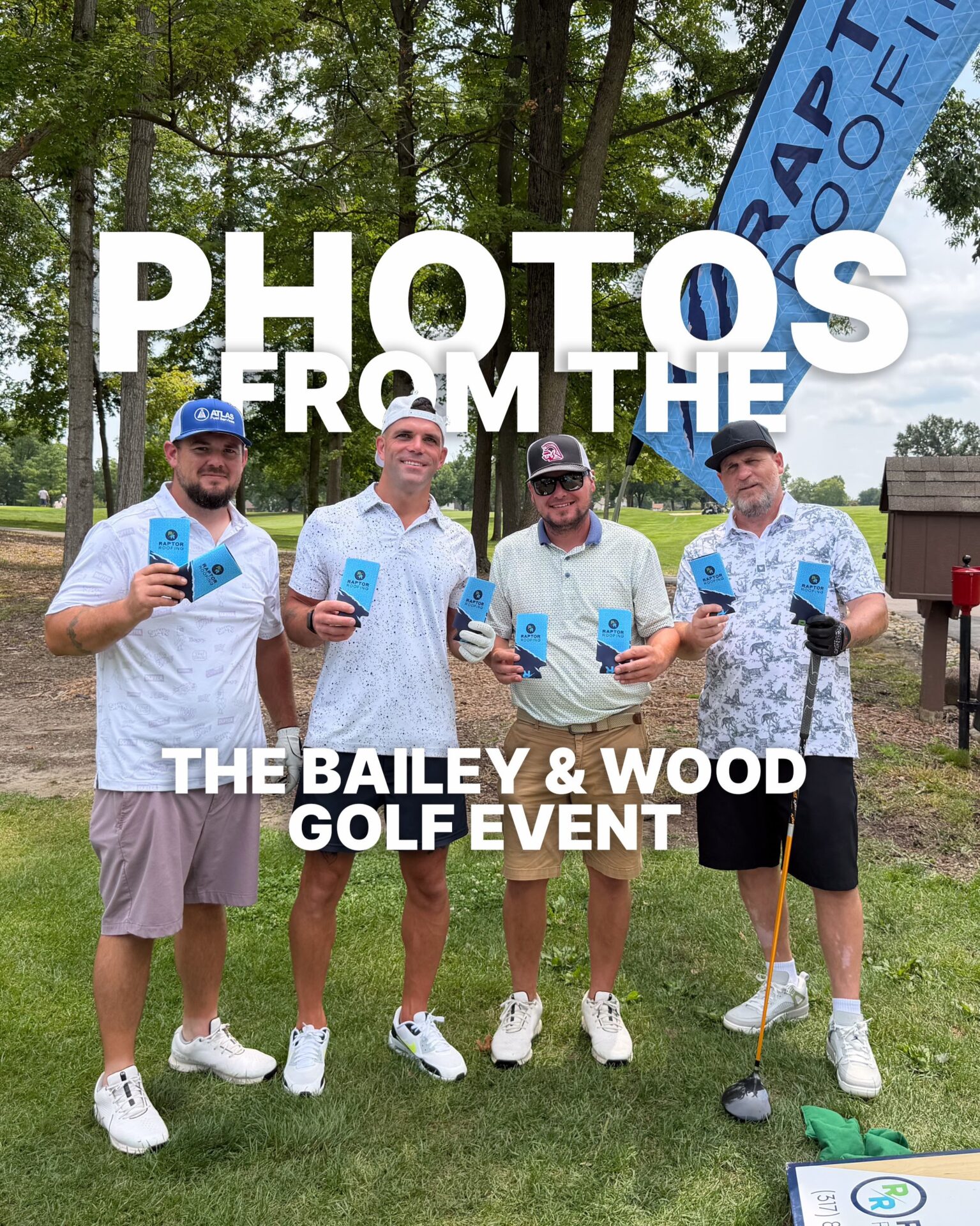 Raptor Roofing team members hosting a hole at the Bailey and Wood golf event in August 2026
